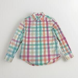 CREWCUTS J.CREW Boys Poplin Stewart Pastel Plaid Casual Button Down Size 10